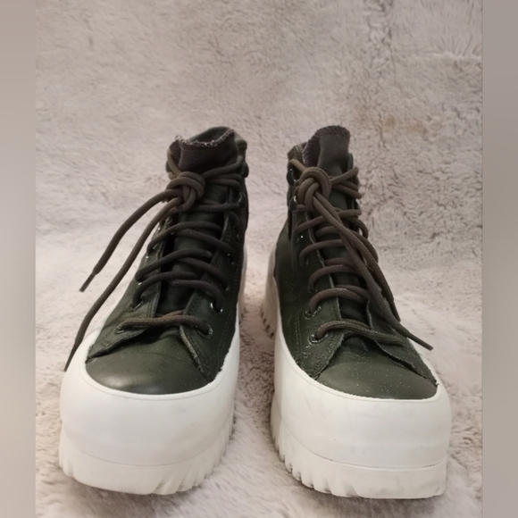 Converse Leather Unisex Cargo Green White Lugged Sole Moto Boho 2.0 High Top - Picture 6 of 9